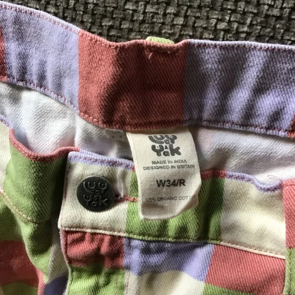 Lucy & Yak L.E. Cole Gingham Wide Leg Jeans W34/R Cotton Dopamine Dressing Indie - Picture 6 of 13